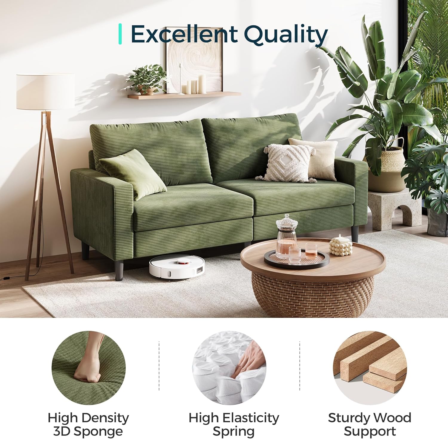 LOOSY 2人掛けビーズソファ Green｜2人用ソファ おしゃれ 一人暮らし